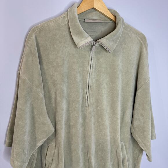 Fear Of God Essentials Velour Half Zip Pullover Short Sleeve Sweatshirt XL - Picture 7 of 15